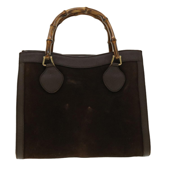 GUCCI Bamboo Hand Bag Suede Leather Brown Auth fm2206 - Picture 2 of 16